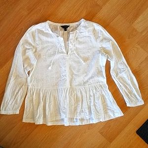 J. Crew white peplum long sleeve top. Size 10.